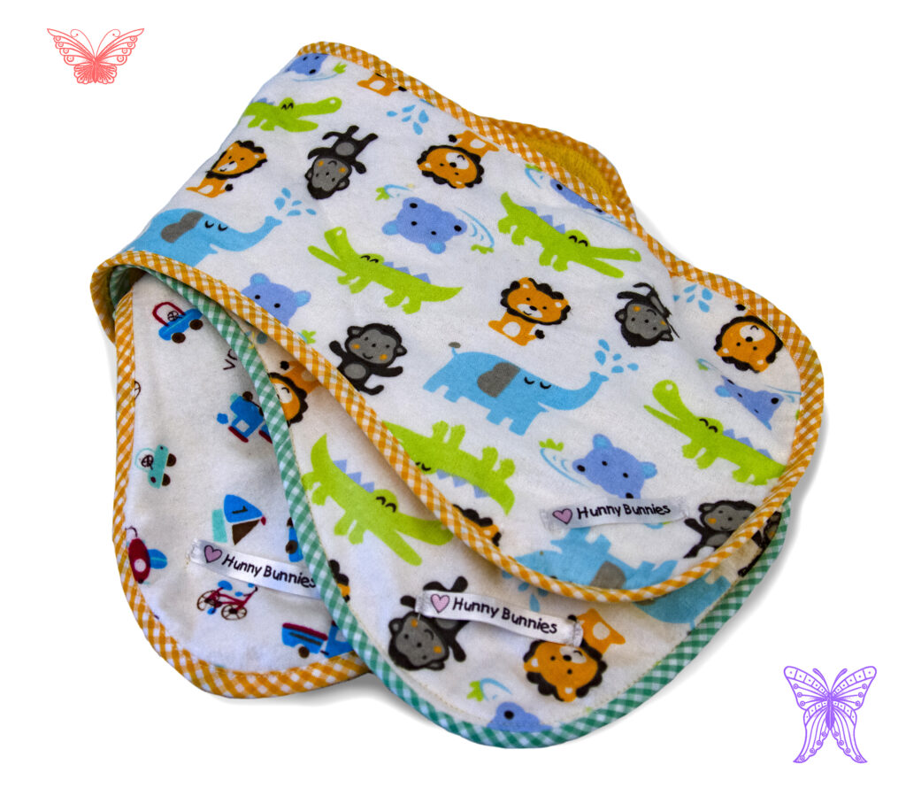 Assorted Baby Burping Cloths (Pack of 5) Hunny Bunnies